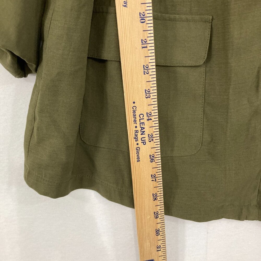 New Nine West size XL Green Olive Soft Comfy Rolled Sleeve Full Zip Jacket - Picture 7 of 11